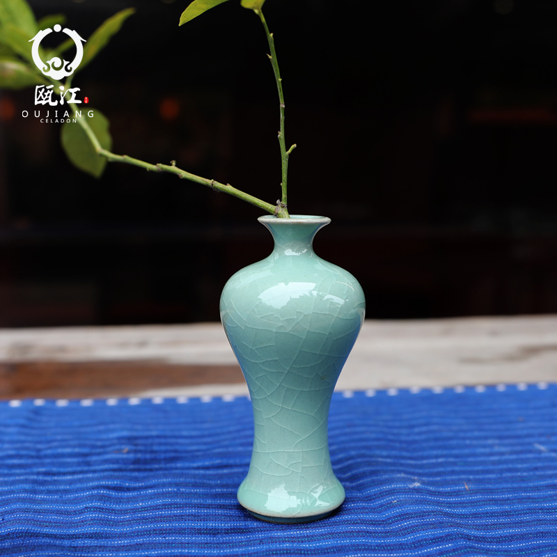 Oujiang longquan celadon floret bottle creative ceramic art vase home craft flower adornment furnishing articles in the living room