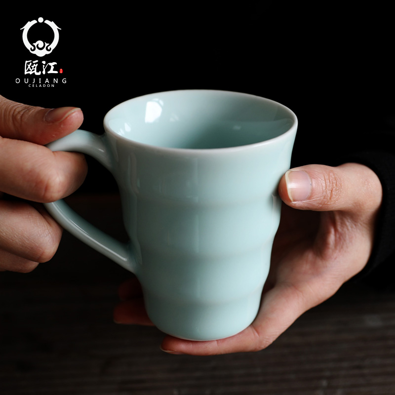 Ms oujiang longquan celadon creative and fresh fruit juice milk cup ceramic tea cup glass cup with water