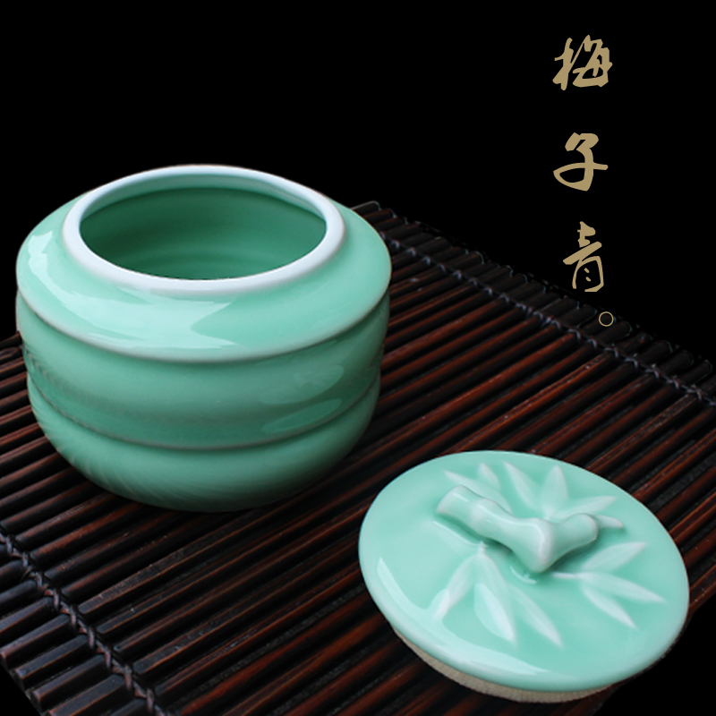 Oujiang longquan celadon caddy fixings Chinese ceramic POTS melon and fruit snacks pot seasoning as cans creative bamboo storage tanks