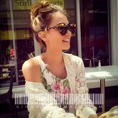 Niche fashion butterfly sunglasses female tide anti-UV round face retro cat's eye personality BAO WEN frame sunglasses