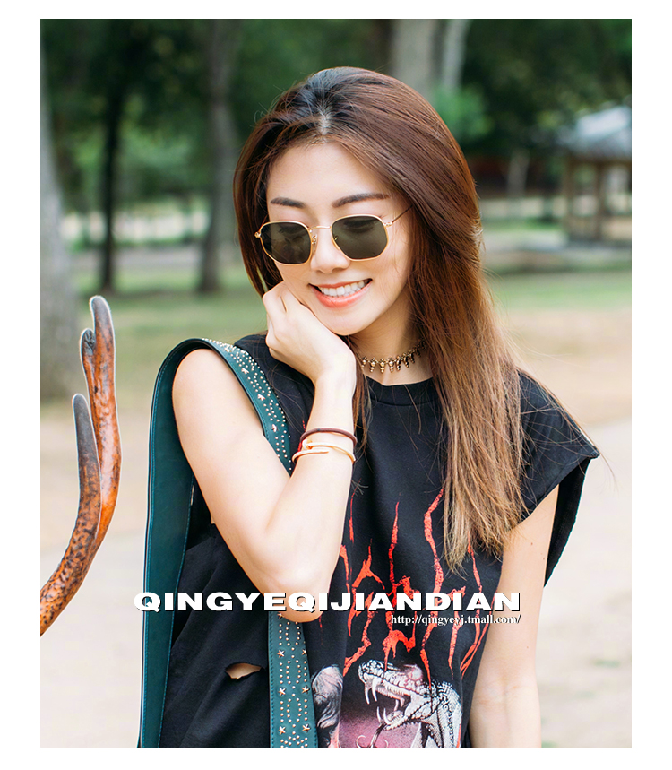 Kính râm lục giác nữ phiên bản Hàn Quốc của kính cận thị retro kính cận thị tròn 2019 cá tính mới lưới đỏ đường phố kính râm kính râm hàng hiệu