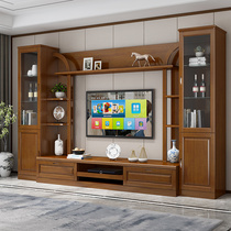 New Chinese solid wood TV cabinet Composition modern minimalist Living room Background cabinet Suit Ground Cabinet Living-room Locker furniture