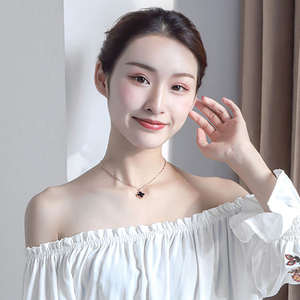 幸运四叶草玫瑰金钛钢项链手链