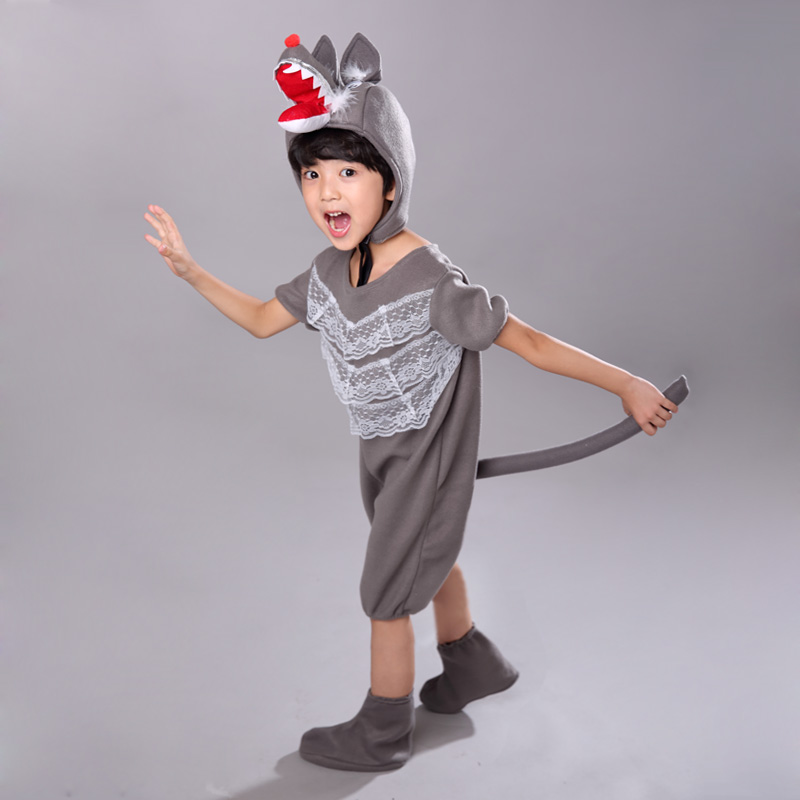 Quần áo động vật trẻ em mới trang phục múa cừu vui vẻ trang phục biểu diễn quần áo trẻ em trang phục sói lớn thời trang trẻ em