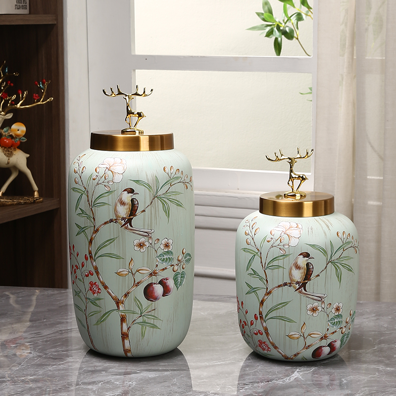 Ceramic Storage Tank Living Room TV Cabinet Wine Cabinet Hyun Guan Pendulum American Vase General Pot minimalist Home Decorative Products-Taobao