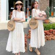 2023 Summer new Korean version Fashion loose Lean Heavy Work Embroidery Big Code Pregnant Woman With a Long Pregnancy Woman Dress In Dress