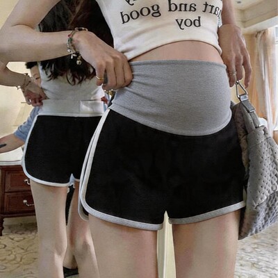 Maternity Side Contrast Color Hot Girl Shorts for Women, Summer 2026 New High-Waisted A-Line Loose Casual Sports Hot Pants — 2