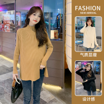 2023 Autumn and Winter Maternity Wear New Half Turtle Collar Maternity Sweater Thickened Warm Long Sleeve Nursing Knitted Top for Women