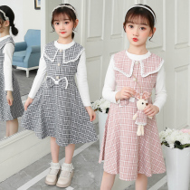 Girls Spring and Autumn Dress 2021 New Red Fashion Children Fall Princess Ocean Gas Kit Dress Tide