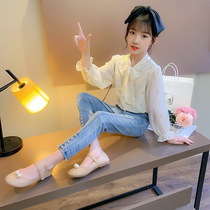 Girls Snow Shirt 2022 New Spring and Autumn Little Girl Han Shirt Childrens Ocean Fashion Fashion Fashion Fashion and Fashion Children