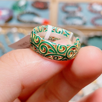 Pure silver enamel ring