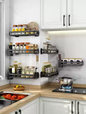 Kitchen widened shelf non-perforated wall-mounted household seasoning products storage layer rack multifunctional seasoning rack