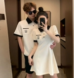 Летняя парная одежда для влюбленных, платье, брендовая юбка, изысканный стиль, короткий рукав, французский стиль, в стиле Шанель