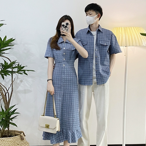 Парная одежда для влюбленных, летняя одежда, брендовая юбка, ретро рубашка, корсет, платье