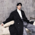 Vintage Anh gió dài quá đầu gối áo gió nam giới bên ngoài Hàn Quốc phiên bản của xu hướng lỏng hiển thị mỏng giản dị người đàn ông áo khoác 