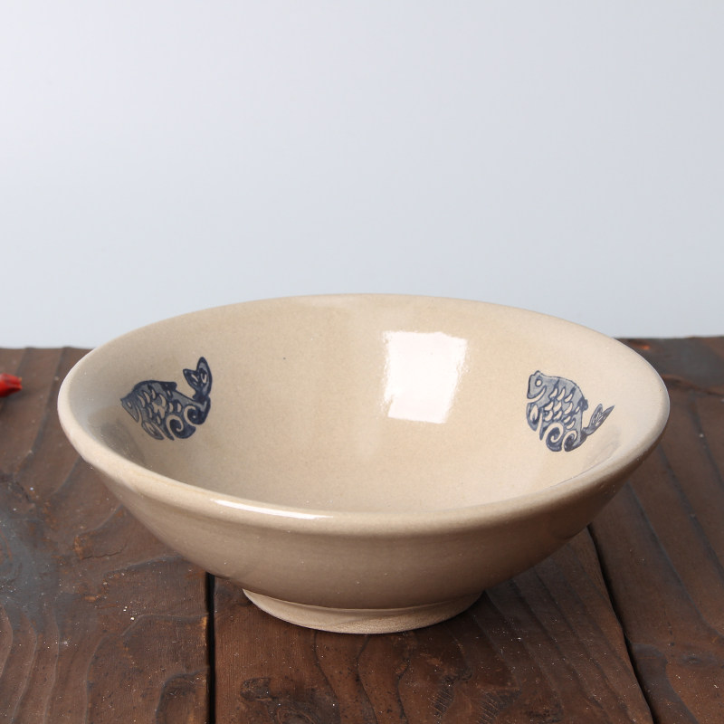 Traditional antique rice bowl Farm earth pottery bowl Coarse pottery steamed meat steamed vegetable bowl Hot pot commercial retro dip small wine bowl