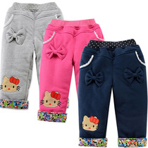 Winter clothes New thick pants Korean childrens clothing childrens girls clipped trousers small children wearing cotton pants warm