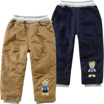 Childrens winter clothes new small children plus velvet thickened male baby trousers spring Korean version of Bear childrens pants