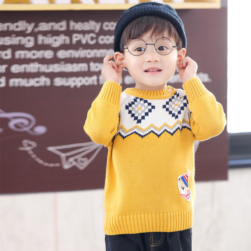 Clear children's clothing fashion autumn winter new boy's sleeve sweater boy long sleeve collar blouse warm knitting shirt