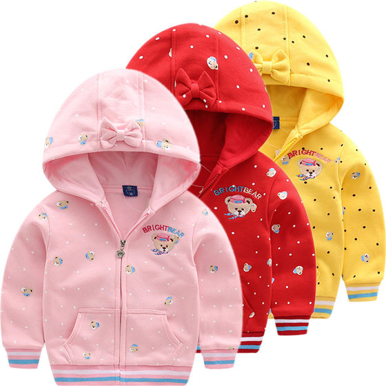 Girls' Spring and Autumn Clothing Tops Children's Clothing Fashion New Children's Casual Outerwear Baby Girl Casual Double-layer Bear Jacket
