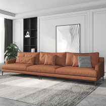 Nordic leather sofa living room modern simple small apartment combination Italian minimalist light luxury two-person three leather sofa