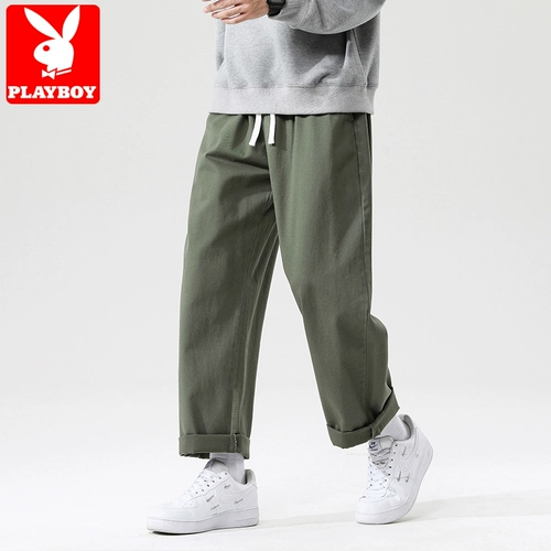 Playboy, хлопковые осенние трендовые флисовые штаны для отдыха, свободный прямой крой, в корейском стиле