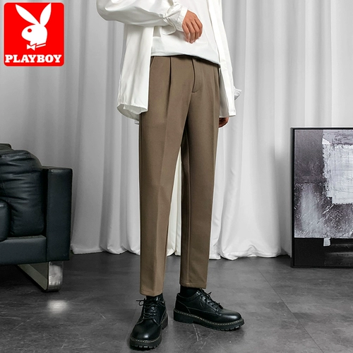 Playboy, шерстяные демисезонные утепленные штаны, трендовый костюм для отдыха, облегающий крой, увеличенная толщина