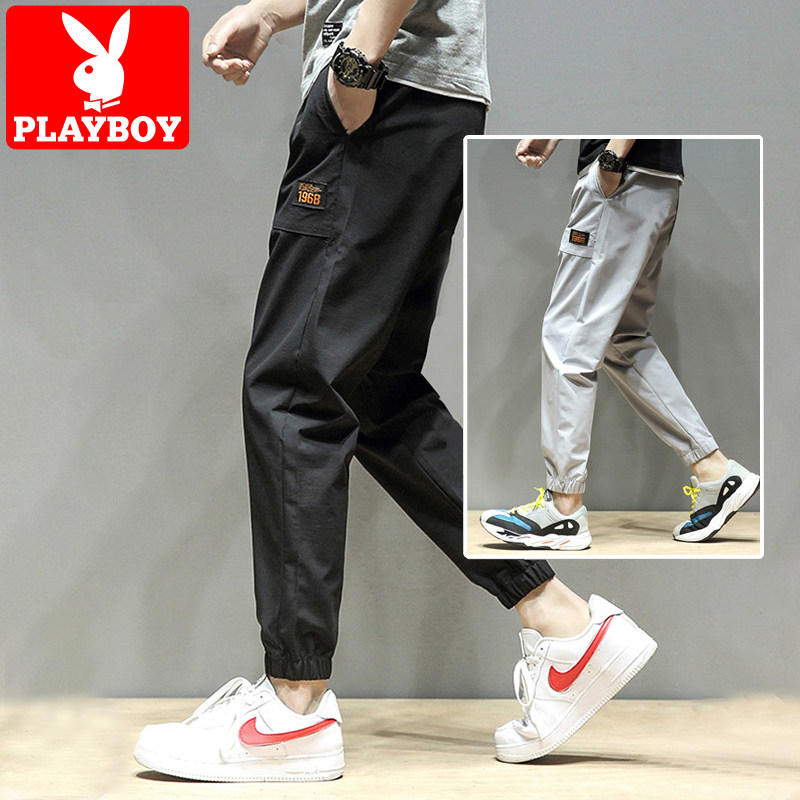 Flowers Playboy casual pants male trendy spring Summer 90% loose 100 hitch summer ruffles handsome bunches Footers Long pants-Taobao