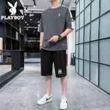 Playboy, тонкая универсальная шелковая футболка с коротким рукавом, модный трендовый хлопковый комплект, оверсайз