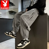 Playboy, мужские утепленные демисезонные джинсы с начесом, штаны для отдыха, оверсайз, подходит для подростков