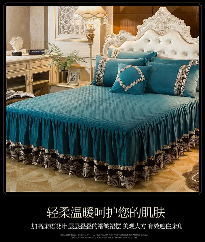 tinh nhung châu Âu bông nhiệt giường váy dày hơn một mảnh đôi ren bedspread giường bìa trượt Simmons 1.8 - Váy Petti váy giường khách sạn