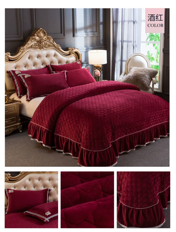 Pha lê cashmere chăn bông trải giường ba mảnh đặt 1,5 / 1,8 / 2 m dày ấm tấm ấm và sản phẩm giường đôi