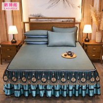 Summer rattan seat three-piece foldable bed skirt Mat 1 5 1 8 2m detachable skirt non-slip bedspread soft mat