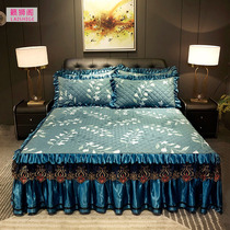 European quilted lace bed skirt 1 8 thickened Anti-slip Simmons mattress cover double lace bedspread 1 5 2 meters bed cover