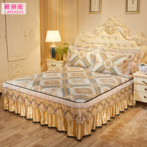 Summer bed skirt mat three-piece set 1 8 meters ice silk mat washable folding air conditioner soft mat double bed cover mat