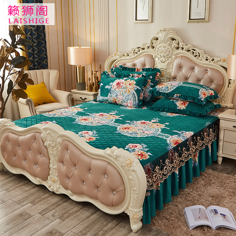 European-style bed crystal fleece bed skirt without bed end bedspread non-slip Simmons bed cover both sides of the fleece bed cover to keep warm in winter