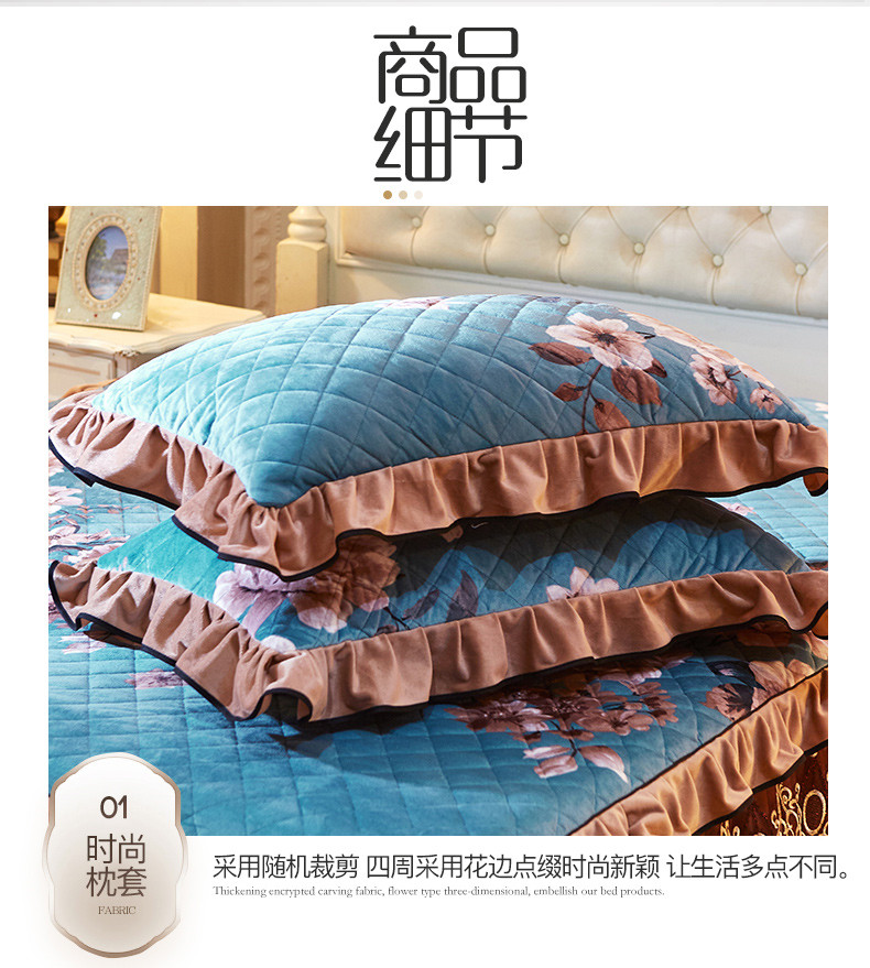 Tinh nhung ấm dày bông giường váy denim chăn trải giường đôi ngắn sang trọng bốn bộ giường - Bộ đồ giường bốn mảnh chăn ga gối đệm màu hồng