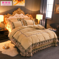 Bed four European crystal velvet thickening quilted anti-slip bed cover 4 jian tao sheets quilt cover sheets short plush