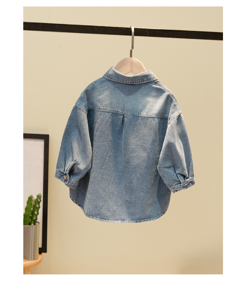 Áo sơ mi nam mỏng tay dài 2019 mùa thu trẻ em sơ mi denim Hàn Quốc áo sơ mi nam 5 tuổi thủy triều - Áo sơ mi áo sơ mi trẻ em nữ đẹp
