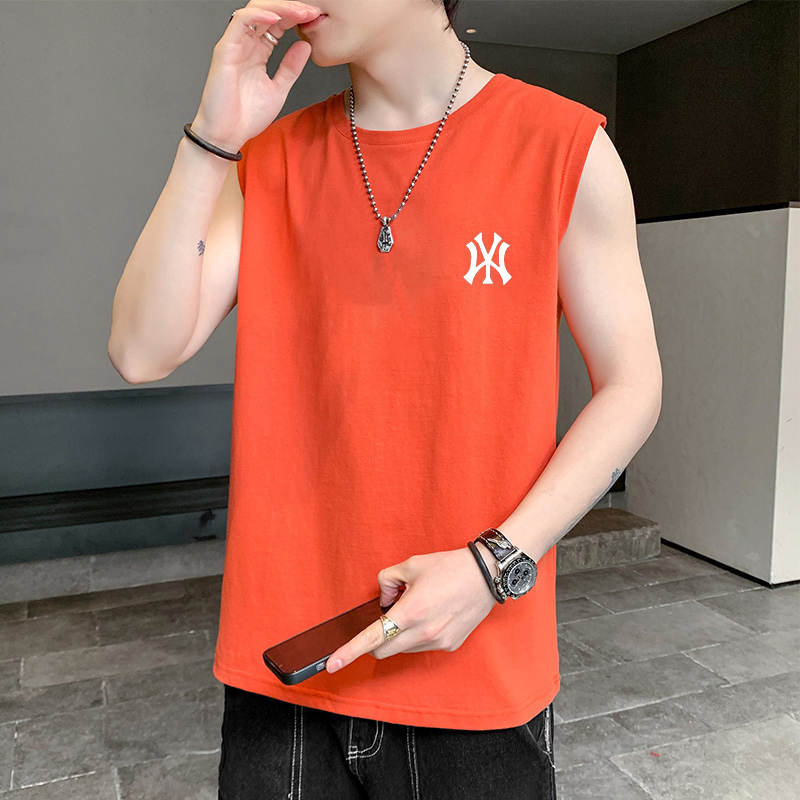 Sleeveless T-Shirt for Men, Trendy Summer Fashion Brand Men's Clothing, Pure Cotton Vest, Men's Sports Running Fitness Tank Top, Men's Style