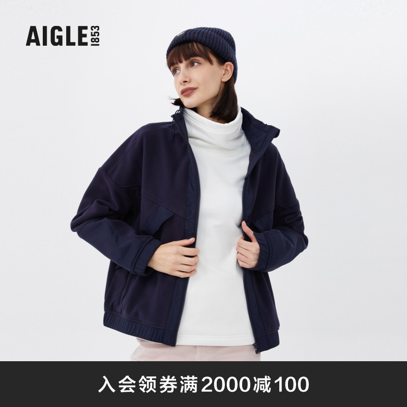 AIGLE Ai High Autumn Winter Style Lady Warm Comfort Outdoor Fashion Casual Full Zip Grip Suede Coat Jacket Jacket-Taobao