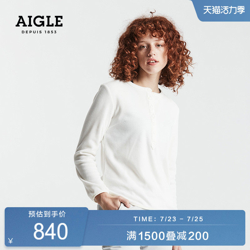 AIGLE AIGLE DENVER women's autumn snap round neck pullover fleece sweater long sleeve pullover warm