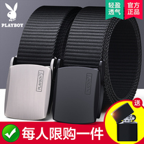 Playboy belt mens automatic buckle tide ins wild jeans canvas student Korean tide QUSYBJ