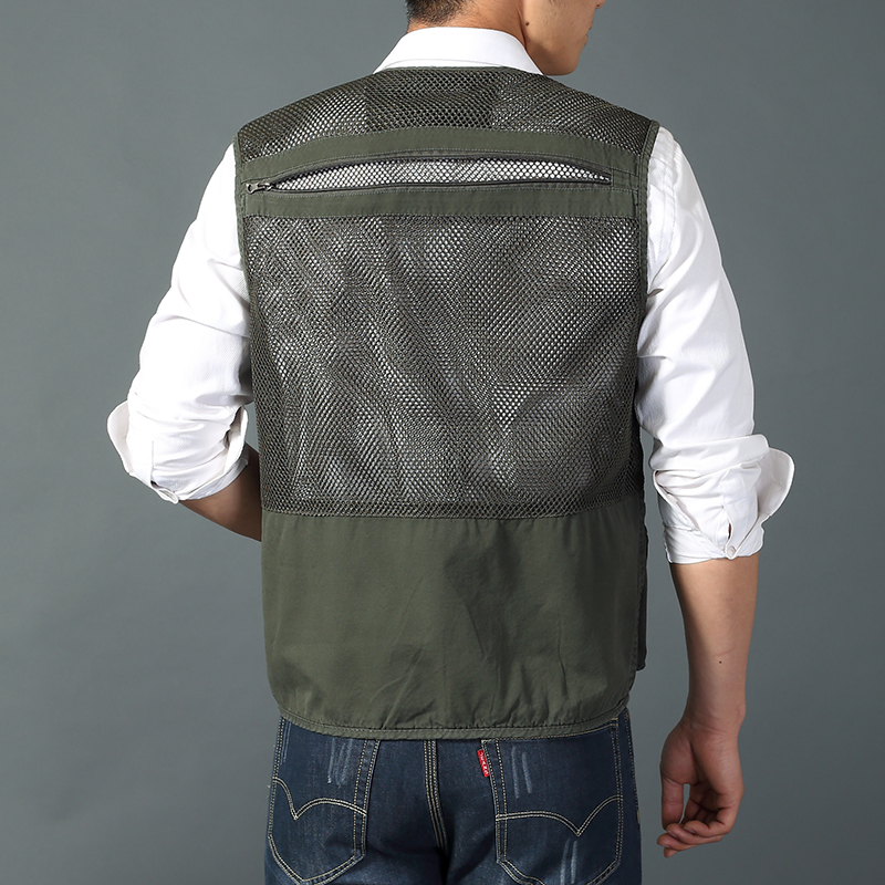 Trung niên ngoài trời giải trí vest mùa hè mỏng phần nhiếp ảnh câu cá dụng cụ đa túi lưới vest vest - Dệt kim Vest áo khoác cardigan học sinh