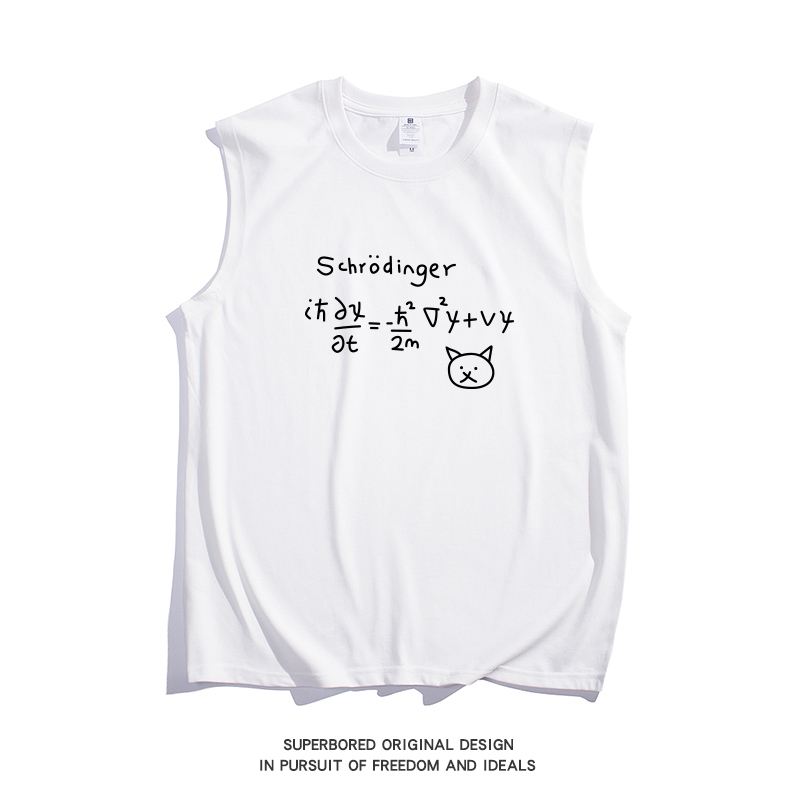 Schrödinger's Cat Quantum Mechanics Physics Formula Summer Vest Pure Cotton Loose Sleeveless T-Shirt Undershirt Sleeveless Top