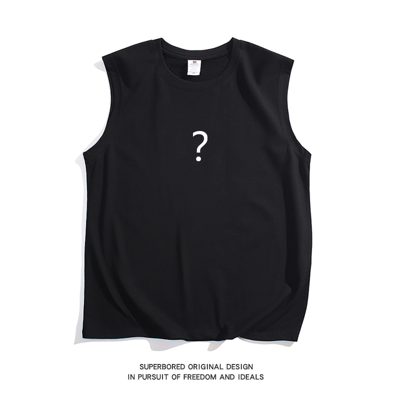 Summer Fun and Simple Question Mark Tank Top, Unisex, Pure Cotton, Loose, Casual, Large Size, Sports Sleeveless T-Shirt, Vest