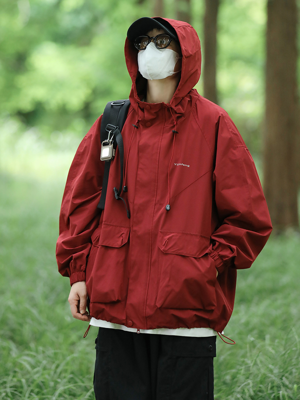 Tan7 Mountain Series Jacket for Men and Women, Loose-Fitting Spring and Autumn Outdoor Workwear, Waterproof Mountaineering Jacket with Hood, Couple's Jacket