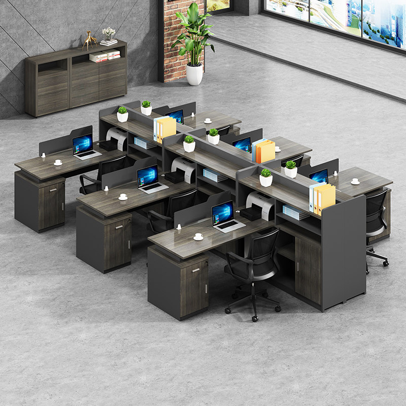 Office Staff Desk Chair Combination Brief Modern Furniture 4 People Position Screen Double Staff Station Computer Desk