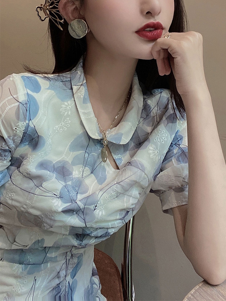 Cheongsam, dress, fitted advanced skirt, flowered, suitable for teen, 2021 years, high-end