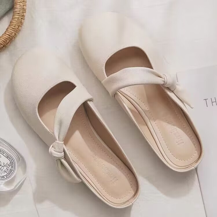 Summer Fashion Closed-Toe Half-Slipper Shoes for Women 2026 New Versatile Fairy Style Round-Toe Flat Shoes to Match with Skirts
